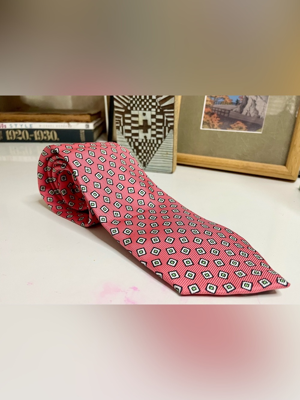 Polo RL Pink Geometric Silk Tie - Classic Pattern